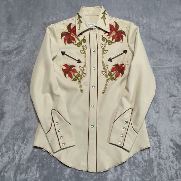 H Bar C Nevada Shirt 32 Vintage California Ranchwear Pearl Snap Rodeo Rockabilly - Picture 1 of 12